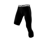 Dermonem Collant de compression 3/4 pour homme - Pantalon moulant pour le basket-ball - Sous-vêtement de base athlétique - Pantalon d'entraînement fin pour homme, Noir , L