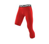 Dermonem Collant de compression 3/4 pour homme - Pantalon moulant pour le basket-ball - Sous-vêtement de base athlétique - Pantalon d'entraînement fin pour homme, Rouge, XXL
