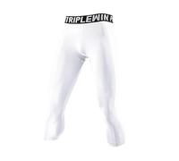 Dermonem Pantalon court de compression long pour homme, pantalon long pour le sport de basket-ball, pantalon de base athlétique, pantalon d'entraînement fin pour homme, blanc, M