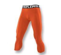 Dermonem Pantalon court de compression long pour homme, pantalon long pour le sport de basket-ball, pantalon de base athlétique, pantalon d'entraînement fin pour homme, Orange, XL