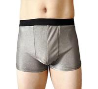 Dermonem Sous-vêtements pour homme avec protection contre les radiations, protection électromagnétique, short en fibre argentée anti-radiation, boxer pour homme, Pantalon argenté à bord noir, L
