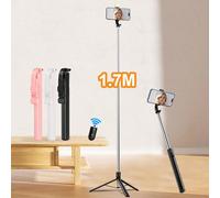 Dernier bâton à selfie Bluetooth 170 cm/90 cm, support de téléphone Bluetooth, trépied, convient pour la vidéo et l'enregistrement en intérieur/extérieur, extensible, rotation à 360°, anti-vibrations,