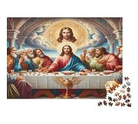 Dernier dîner Art Religieux 1000 Pièces Carton Robuste Jeu De Puzzle pour Adultes Entraînement du Cerveau Décoration Murale Idée Cadeau 52x38cm/1000pcs