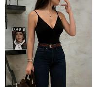 Dernier mode Débardeur noir décontracté, design élégant convenant aux occasions décontractées, rendez-vous, vacances, bureau, tenue d'été à la maison, festivals de musique, vacances et fête des mères,