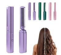 Dernier peigne de coiffure, dernier peigne de coiffure pour femme, peignes de coiffure en céramique améliorés, mini lisseurs rechargeables avec usb pour femmes(Purple)