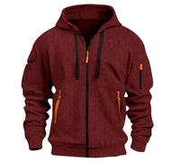 Dernier printemps et automne pull homme pleine fermeture éclair bras poche cardigan sport décontracté pull homme long sweatshirt, bordeaux, M