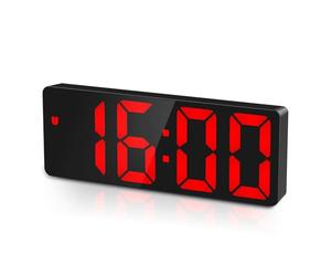 Dernier réveil numérique LED Horloge de table électronique avec affichage de la température Réveil de voyage Luminosité réglable Affichage 12/24H Horloge numérique pour maison, plus âgés, rouge