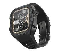 Dernière étui en fibre de carbone légers + sangle Fluororubber , compatible avec Apple Watch 8/7/6/5/4 STRAPE DE REMPLACEMENT SERIE , pour Iwatch 44/45 mm Kit de mise à niveau de bande de montre