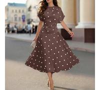 Dernière mode printemps et été, robe décontractée élégante à pois multicolores pour le travail, convient pour les festivals, la plage, les sorties à la campagne L,M,S,XL,XXLGéométriqueTissu tissé