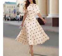 Dernière mode printemps et été, robe décontractée élégante à pois multicolores pour le travail. Convient pour les festivals, la plage, les tenues de campagne L,M,S,XL,XXLGéométriqueTissu tissé