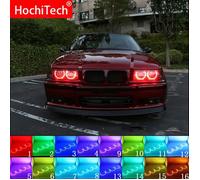 Dernière Phare multicolore RVB A MENÉ des Yeux D'ange Halo Anneau DRL RF Télécommande Pour BMW Série 3 E36 19