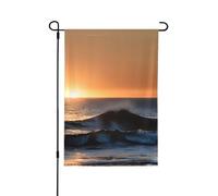 Derniers rayons du soleil sur les vagues de la mer Drapeaux décoratifs pour l'extérieur, décoration de jardin double face pour toutes les saisons vacances