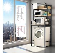 Dernoing Armoire Au-Dessus du Lave-Linge à 3 Niveaux, Meuble Machine à Laver 4 Tige de Renfort Supplémentaire Capacité Charge 400kg, Meuble Machine à Laver et Seche Linge (Blackwood, 70x60x190cm)