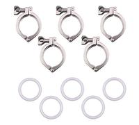 DERNORD Triple pince en acier inoxydable 304 très résistante avec écrou à ailettes pour virole TC avec 1 joint en silicone (5,1 cm tri-pince + joint en silicone) (5,1 cm tri-pince de 5,1 cm + joint en silicone)