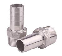 Dernord Tuyau barbelé 1/5,1 cm X 1/5,1 cm NPT Male - Home Brew Fixation en acier inoxydable 304 Lot de 2 1" Barb to 1" NPT fitting