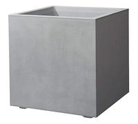 Deroma Cubo Millenium Jardinière avec réservoir d'eau, en plastique léger et stable, résistant aux UV, au gel, recyclable 39 x 39 x 39 cm Gris clair