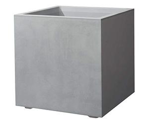 Deroma Cubo Millenium Jardinière avec réservoir d'eau, en plastique léger et stable, résistant aux UV, au gel, recyclable 39 x 39 x 39 cm Gris clair