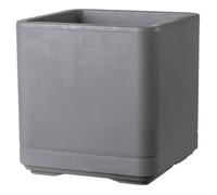 DEROMA Pot de fleurs Cube Cosmo - 38 x h39 cm - Ashgrey - A réserve d'eau - Roulettes