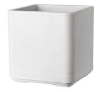 DEROMA Pot de fleurs Cube Cosmo - 38 x h39 cm - Perle - A réserve d'eau - Roulettes