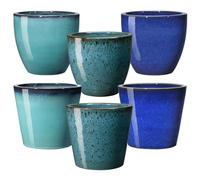 DEROMA-Pot vase en terre cuite émaillée bleu Deroma Azulejos - diamètre 36 x H 32 cm