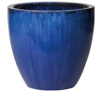 DEROMA-Pot vase en terre cuite émaillée bleu Tonkin - diamètre 48 x H 48 cm