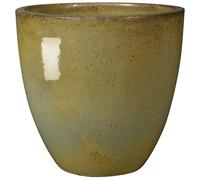 DEROMA-Vase en terre cuite émaillée artisanale coloris vert Deroma Tonkin Avocado 8/9 - diamètre 46 x H 46 cm