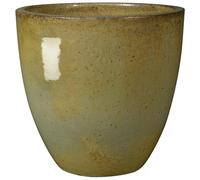 DEROMA-Vase en terre cuite émaillée jaune vert Deroma Tonkin Avocado 25 L - diamètre 40 x H 36 cm