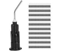 Deror Aiguilles de Distribution à Pointe émoussée 20Ga, 200 pièces, Pointes d'aiguille d'irrigation pré-pliées dentaires jetables, Noires, idéales pour applicateur d'huile ou de Colle