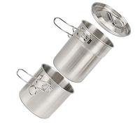 Deror Tasse de Cuisine en Acier Inoxydable, 2 pièces Tasse de Cuisine en Acier Inoxydable Tasse Pliable en Plein air Camp Cook Pot Camping Batterie de Cuisine