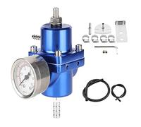 Deror Régulateur de pression de carburant, régulateur de pression de carburant universel FPR en alliage d'aluminium avec tuyau de jauge 0-140psi réglable(bleu)
