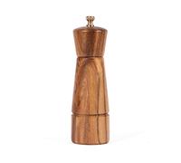 DeroTeno Moulin à poivre, moulin à poivre en acier inoxydable., Bois d'acacia, Hauteur de 16,5 cm, Diamètre du fond de 5 cm (le plateau n'est pas inclus)