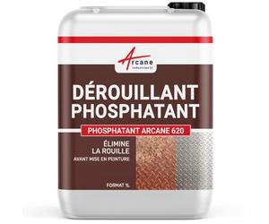 Dérouillant Phosphatant Métal Antirouille à l'Acide Phosphorique 1 L | Dégraisse et Prépare Avant Peinture, Dérouille et Phosphate, Favorise l'Accroche des Primaires - Arcane Industries