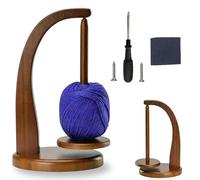 Dérouleur de Laine, Yarn Winder Dérouleur de Laine, Dévidoir Yarn Magnétique en Bois, Porte Fil pour Tricot Rotatif, avec Accessoires de Montage, pour Crochet(Couleur Rétro)
