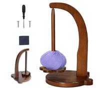 Dérouleur de Laine, Yarn Winder Dérouleur de Laine, Un Seul Axe Yarn Winder Support Magnétique Rotatif, avec Accessoires de Montage, Le Petit Ours Porte Fil en Bois pour Tricot(Brun)
