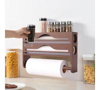 Derouleur Film Alimentaire, Distributeur Film Alimentaire avec Coupeur et Porte Essuie Tout Cuisine, Distributeur Papier Aluminium et Film, Support de Rangement pour Mural/Tiroir de Cuisine