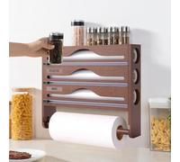 Derouleur Film Alimentaire, Distributeur Film Alimentaire avec Coupeur et Porte Essuie Tout Cuisine, Distributeur Papier Aluminium et Film, Support de Rangement pour Mural/Tiroir de Cuisine