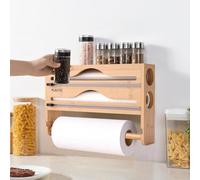 Derouleur Film Alimentaire, Distributeur Film Alimentaire avec Coupeur et Porte Essuie Tout Cuisine, Distributeur Papier Aluminium et Film, Support de Rangement pour Mural/Tiroir de Cuisine