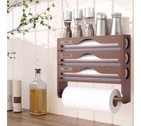 Derouleur Film Alimentaire, Distributeur Film Alimentaire avec Coupeur et Porte Sopalin Cuisine, Distributeur Papier Aluminium et Film, Support de Rangement pour Mural/Tiroir de Cuisine