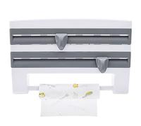 Dérouleur Mural, Dérouleur Mural Cuisine pour 3 Rouleaux, Support de Rangement avec Lames Tranchantes, Dévidoir en HIPS, Supports pour Papier Essuie-Tout Mural