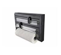 Leifheit Dérouleur Mural Parat Black, Porte Rouleau sopalin Mural au Design Moderne pour Trois Rouleaux, Coupe Nette, Support Rouleaux de Cuisine Forme Ergonomique, Dérouleur essuie Tout Noir