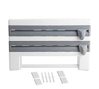 Dérouleur Mural Parat, Dérouleur Triple Porte Sopalin pour 3 Rouleaux Support de Rangement Cuisine avec Lames Tranchantes Porte-Film de Cuisine Distributeur Porte-Rouleau Mural (Gris)