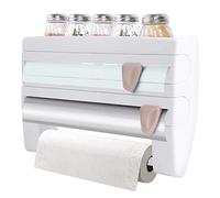 Dérouleur Mural Parat, Distributeur Papier Aluminium Et Film Devidoir Essuie Tout Mural avec Lames tranchantes, dévidoir Mural Porte essuie Tout, Support de Rangement Cuisine (Blanc)