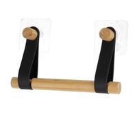 Derouleur Papier Wc Bambou + Lanieres Simili Cuir Sur Sticker - Noir/bambou - TENDANCE