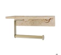 DEROULEUR PAPIER WC POLYRESINE ET BARRE METAL SUR STICKER -TRAVERTIN - Tendance