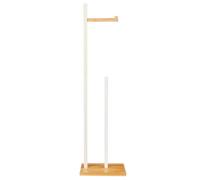 Dérouleur papier WC - WADIGA - Bois blanc et bambou - 19x19x71cm - Accessoires de salle de bain