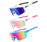 Derowern Lunettes de soleil de baseball polarisées pour enfants, protection UV400 pour garçons et filles, softball, cyclisme, Coloré, rose et bleu, Taille unique