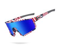Derowern Lunettes de soleil de baseball pour adolescents - Lunettes de soleil de sport polarisées - Lunettes de protection UV400 pour garçons et filles - Vélo de softball, Monture Drapeau Verres Bleus
