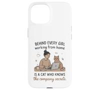 Derrière Chaque Fille WFH est Un Chat connaissant Les Secrets Coque pour iPhone 15