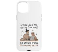 Derrière Chaque Fille WFH est Un Chat connaissant Les Secrets Coque pour iPhone 15 Plus