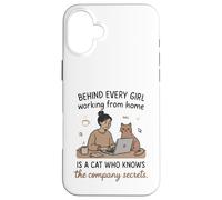 Derrière Chaque Fille WFH est Un Chat connaissant Les Secrets Coque pour iPhone 16 Plus